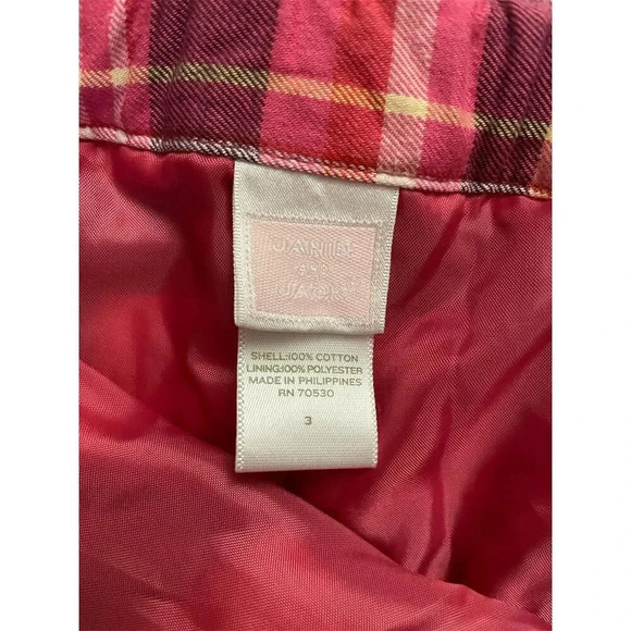 Janie Jack Girls Equestrian Charm Horse Pink Purple Plaid Skirt Button Size 3 - Picture 4 of 5